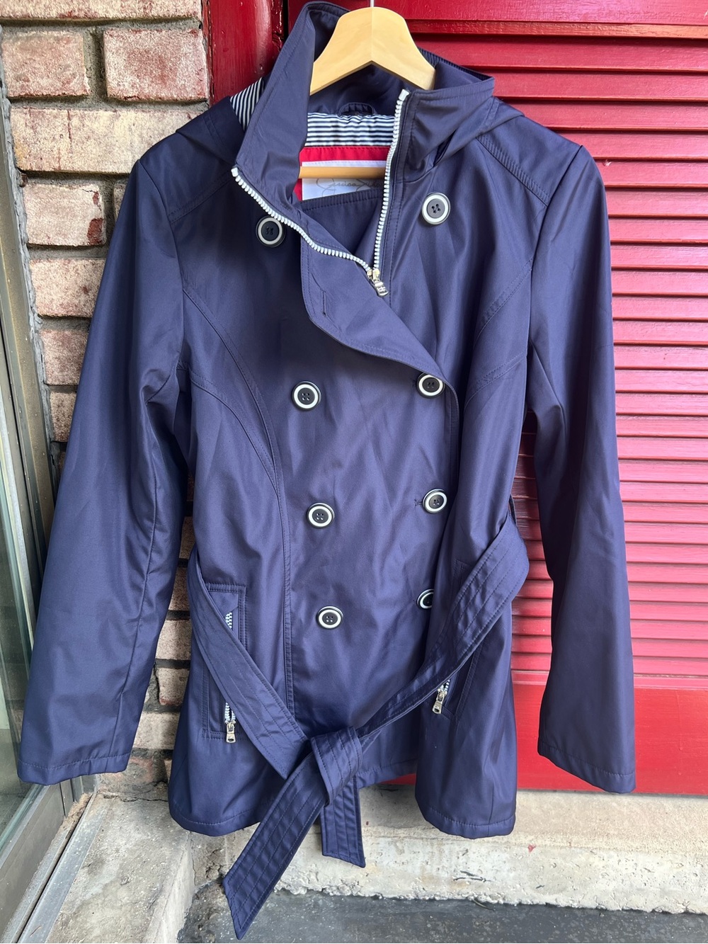 Jessica Simpson Double Breasted Belted Trench Coat Large - Picture 7 of 9